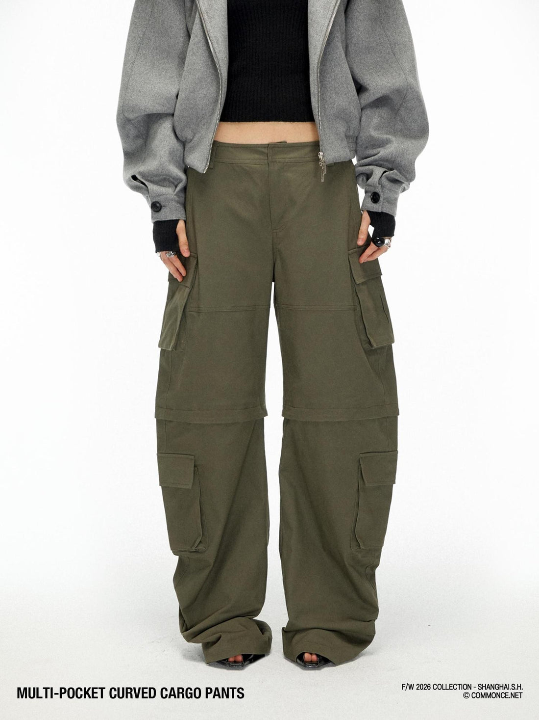 commonce net Multi Pocket Spliced Loose Fit Women&