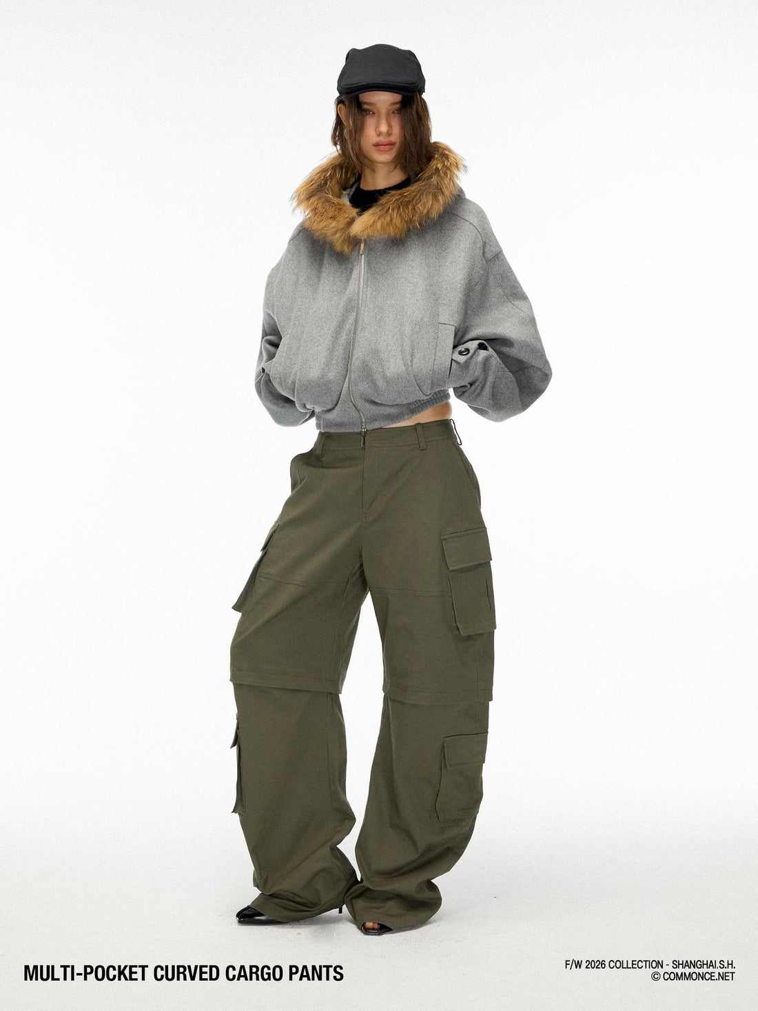 commonce net Multi Pocket Spliced Loose Fit Women&