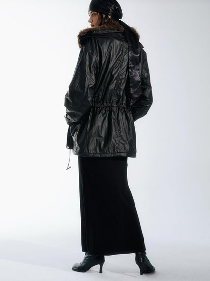 commonce net Multiple Pockets Double Collar Fleece Lined Women&