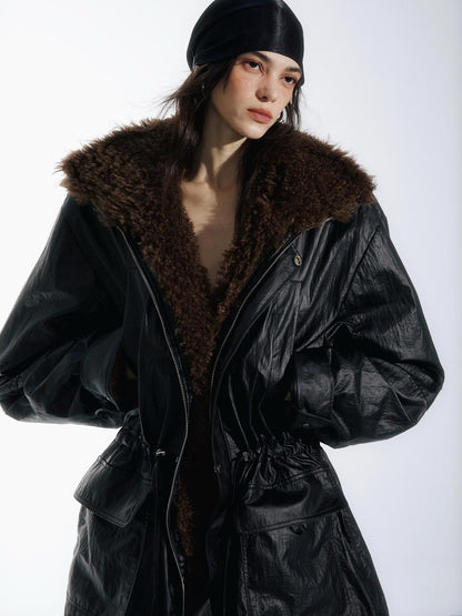 commonce net Multiple Pockets Double Collar Fleece Lined Women&