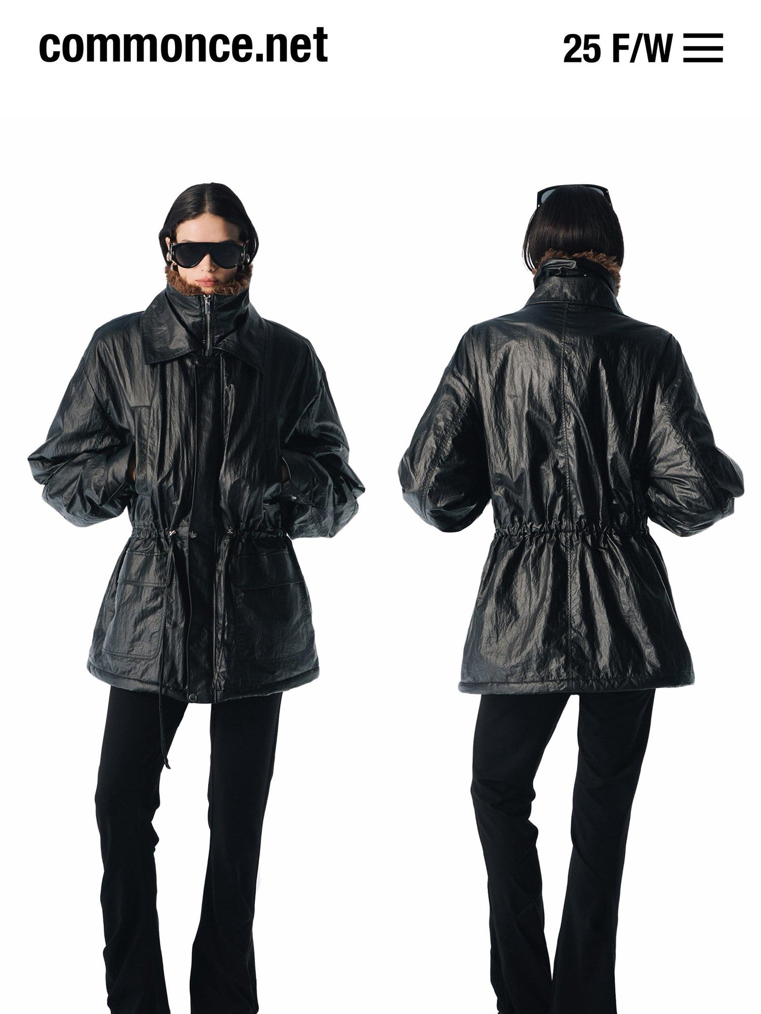 commonce net Multiple Pockets Double Collar Fleece Lined Women&