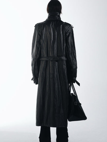 commonce net Oil Wax Coated Double Collar Structured Straight Cut Women&