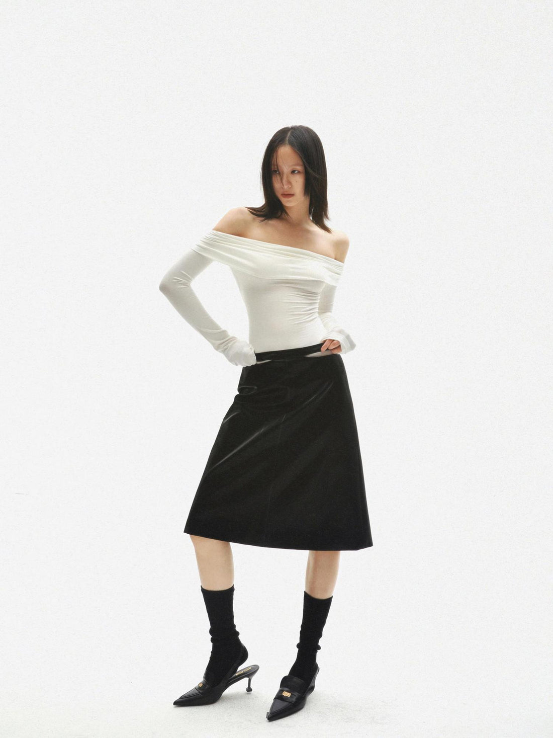 commonce net One Shoulder Twist Knot Cutout Layered Top