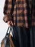 commonce net Plaid Brushed Boxy Frayed Mid Length Long Sleeve Women&
