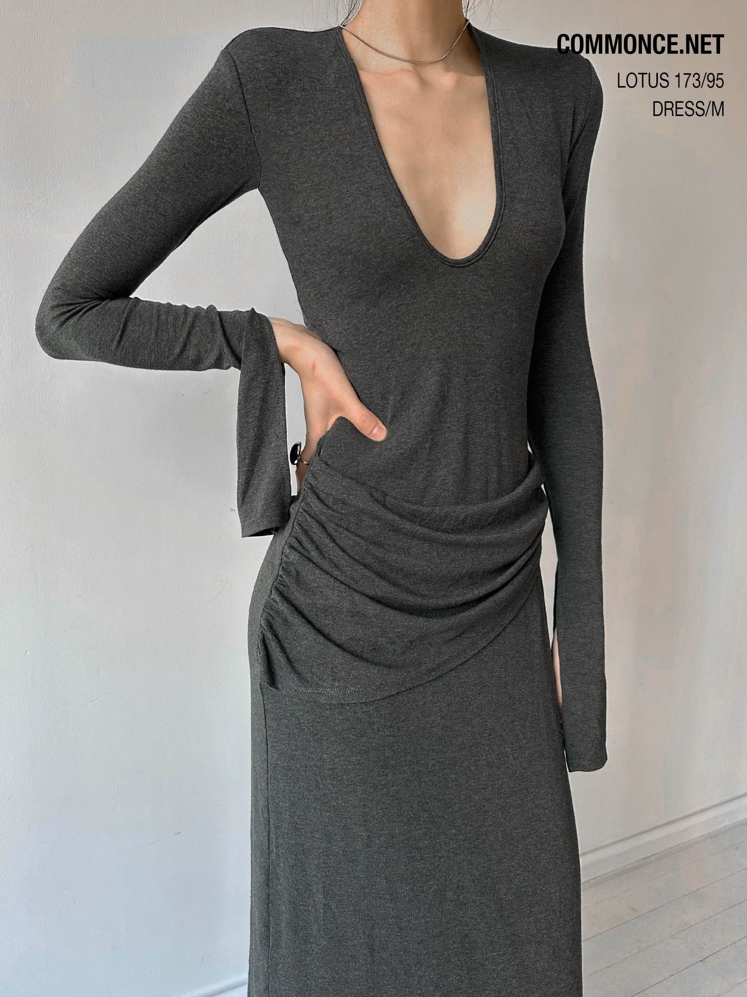 commonce_net_Plush_Dark_Deep_U_Ruched_Spliced_Women&