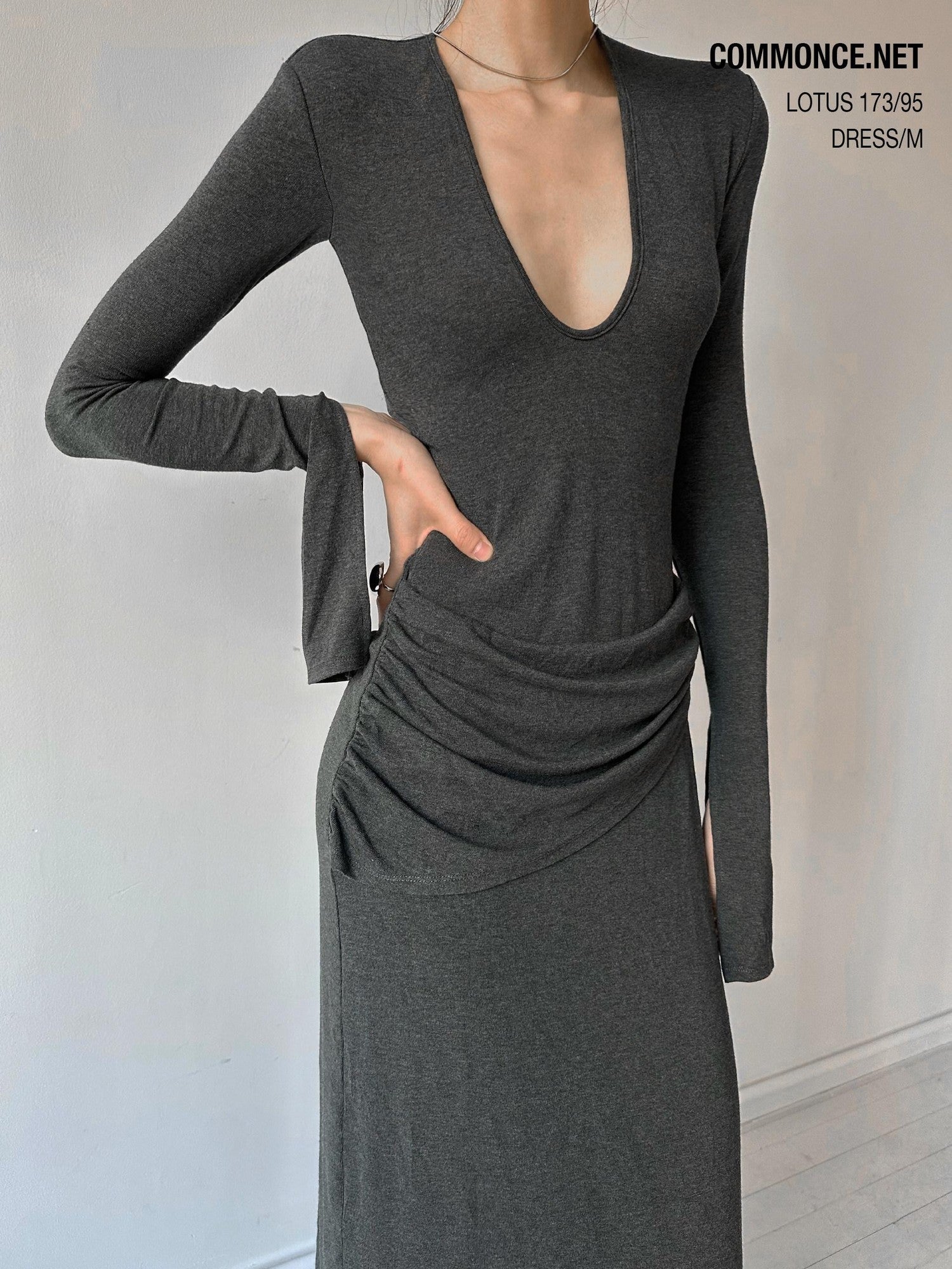 commonce net Plush Dark Deep U Ruched Spliced Women&