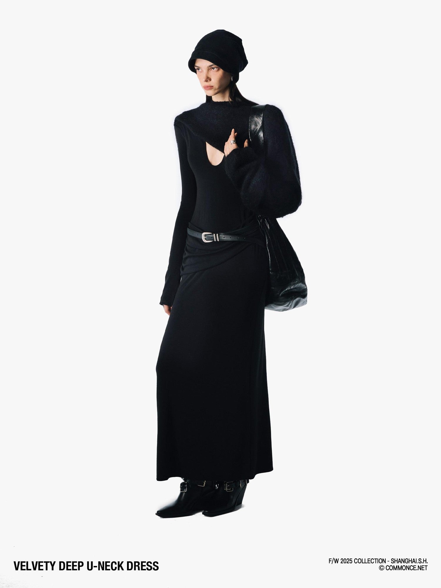 commonce net Plush Dark Deep U Ruched Spliced Women&