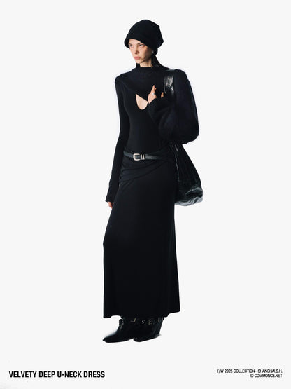 commonce net Plush Dark Deep U Ruched Spliced Women&