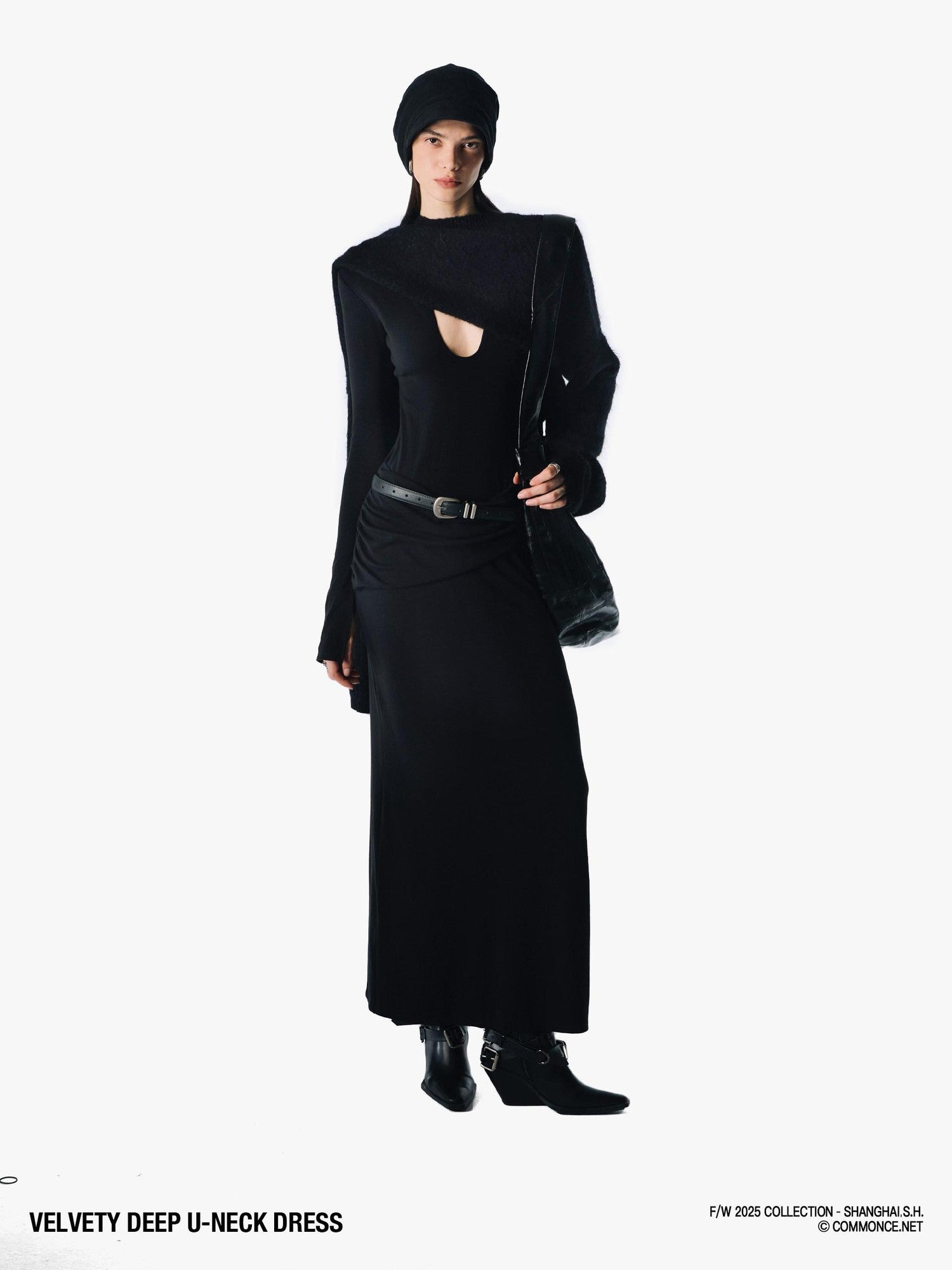 commonce net Plush Dark Deep U Ruched Spliced Women&