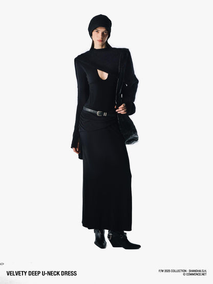 commonce net Plush Dark Deep U Ruched Spliced Women&