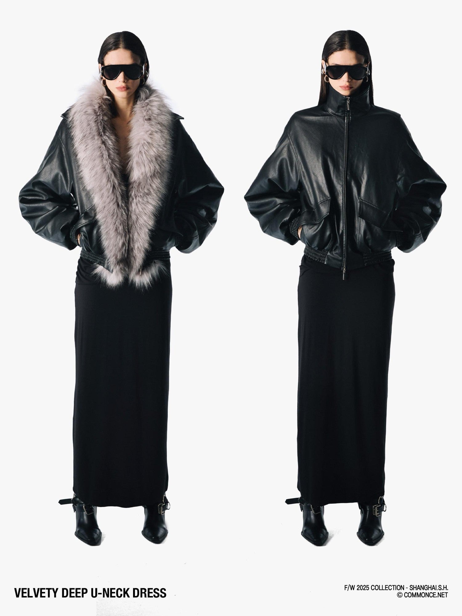 commonce net Plush Dark Deep U Ruched Spliced Women&