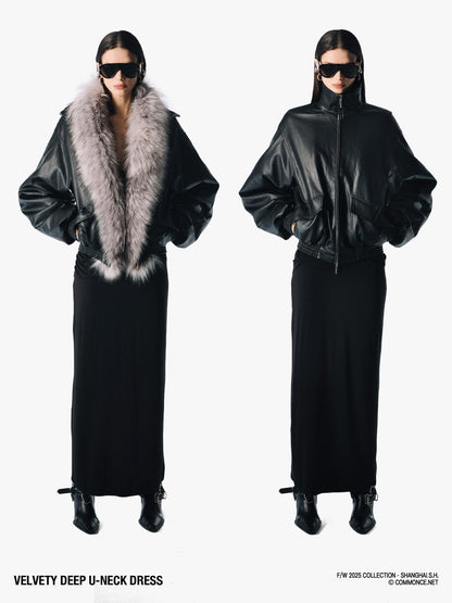 commonce net Plush Dark Deep U Ruched Spliced Women&