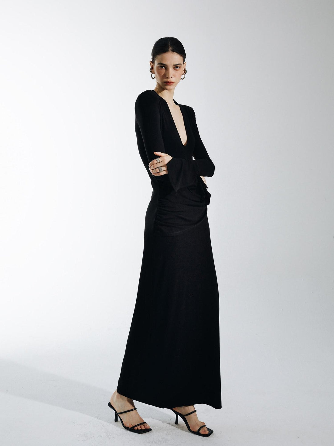 commonce net Plush Dark Deep U Ruched Spliced Women&