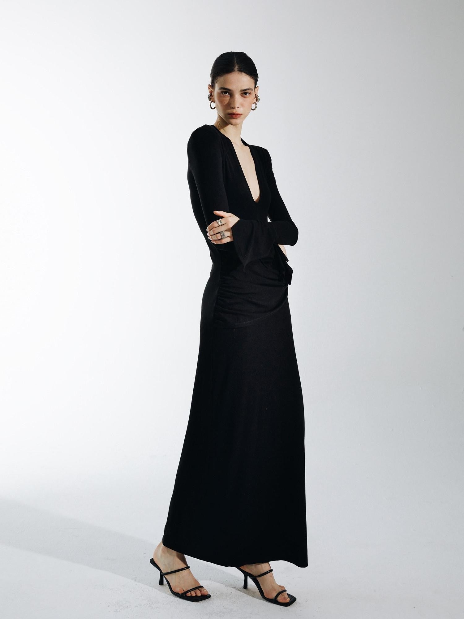 commonce net Plush Dark Deep U Ruched Spliced Women&