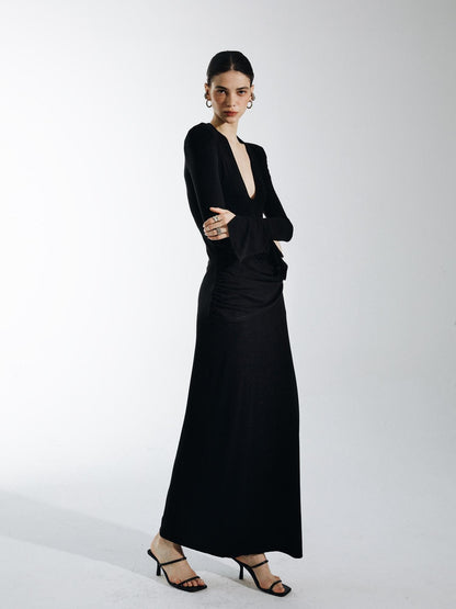 commonce net Plush Dark Deep U Ruched Spliced Women&
