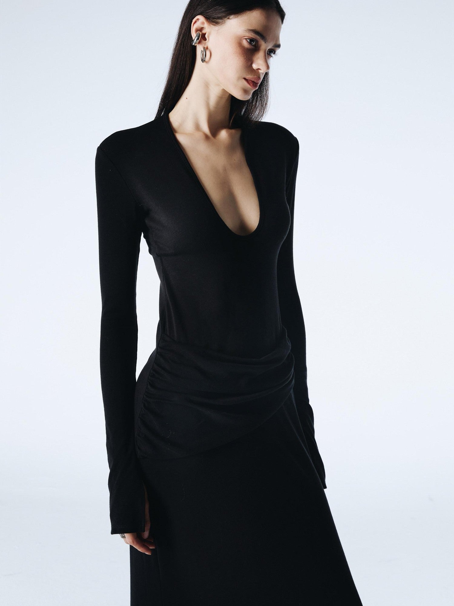 commonce net Plush Dark Deep U Ruched Spliced Women&