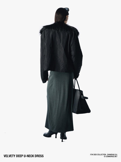commonce net Plush Dark Deep U Ruched Spliced Women&