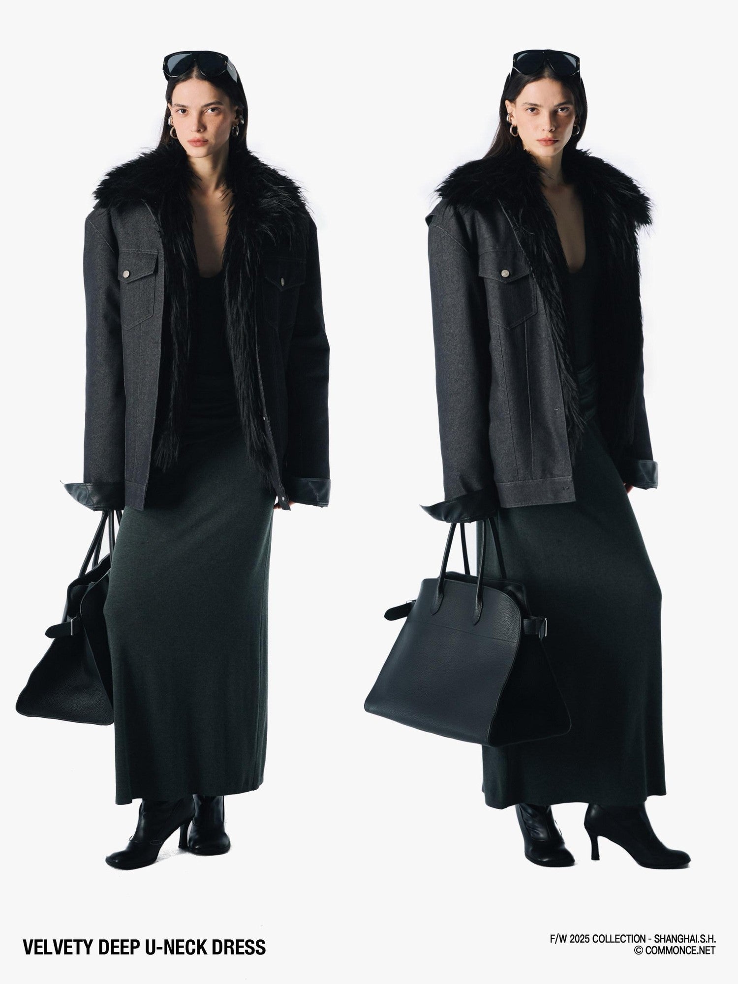 commonce net Plush Dark Deep U Ruched Spliced Women&