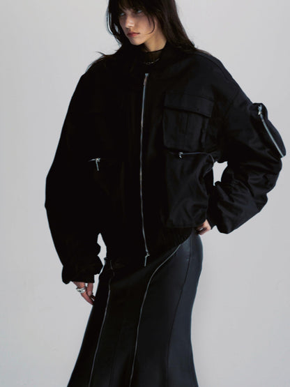 commonce net Pu Leather Mermaid Skirt With Zip Trim And Split Hem