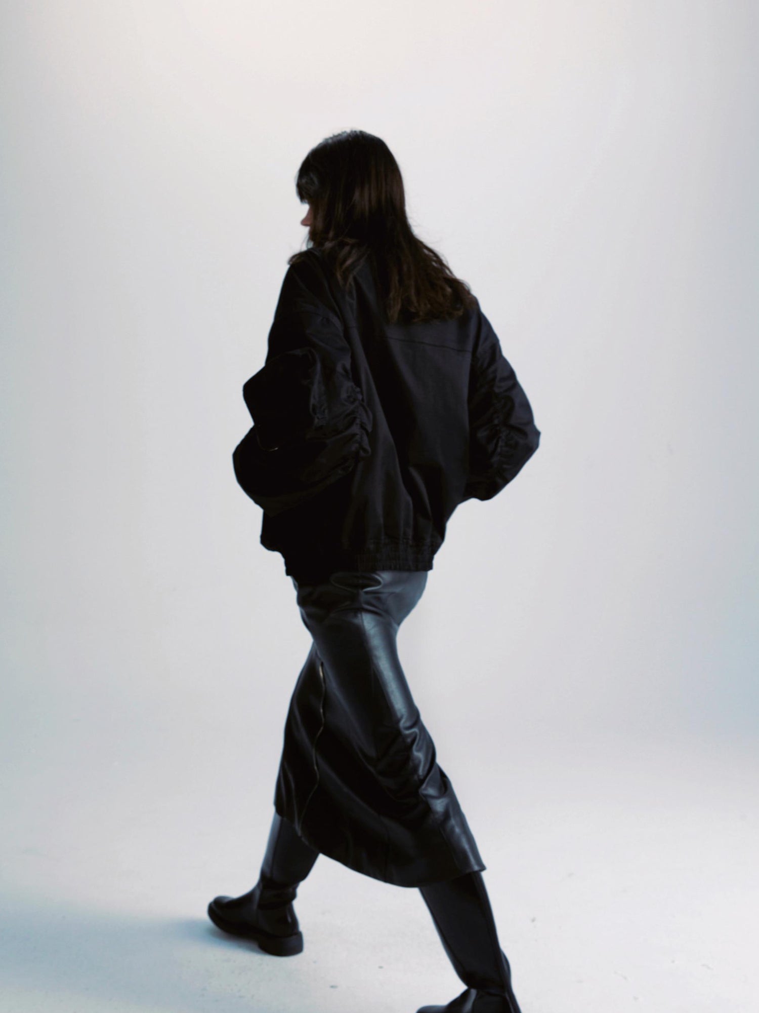 commonce net Pu Leather Mermaid Skirt With Zip Trim And Split Hem