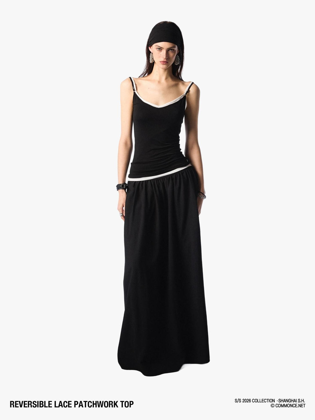 commonce net Reversible Lace Splice Slim Fit Strappy Women&
