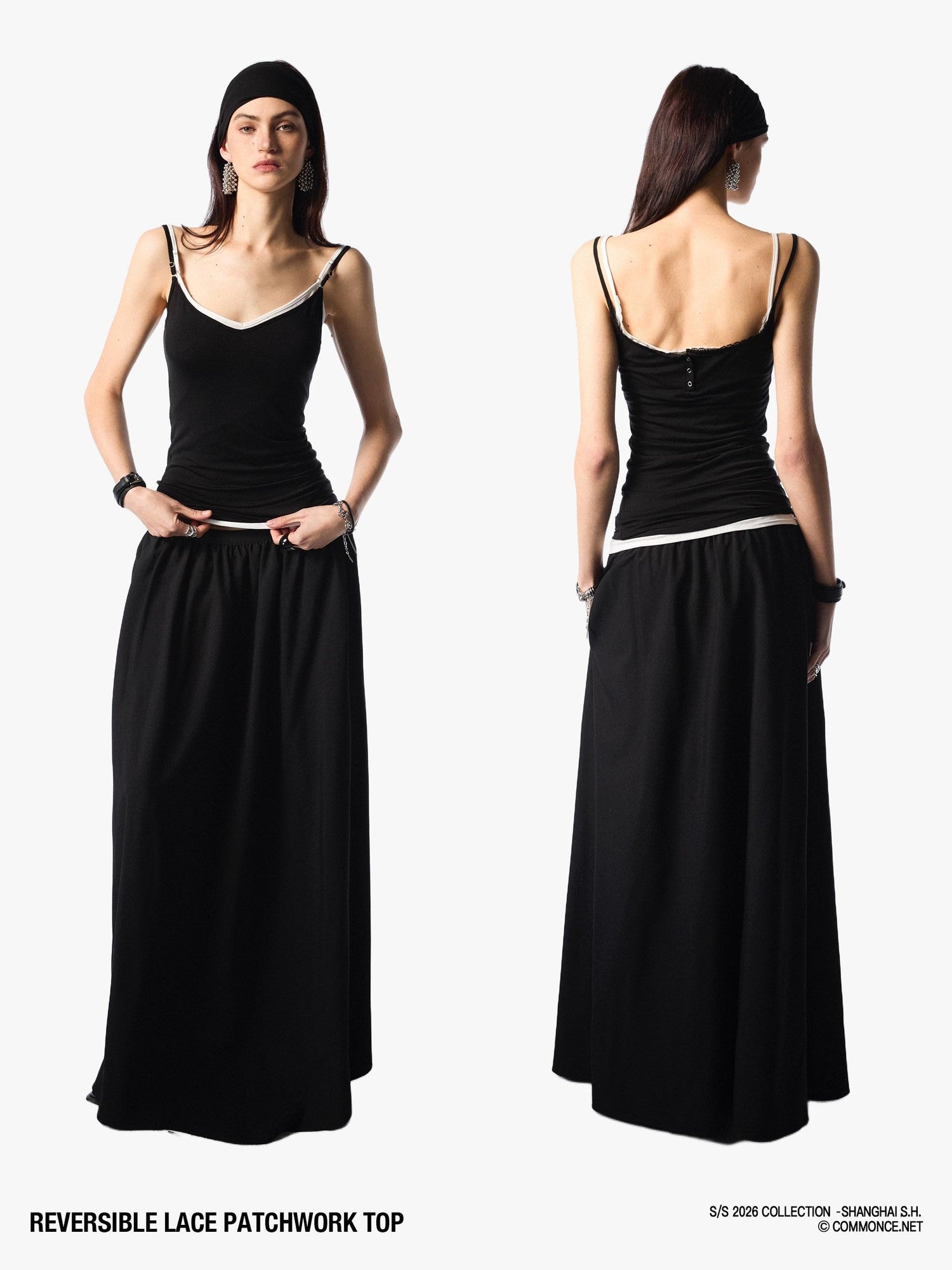 commonce net Reversible Lace Splice Slim Fit Strappy Women&