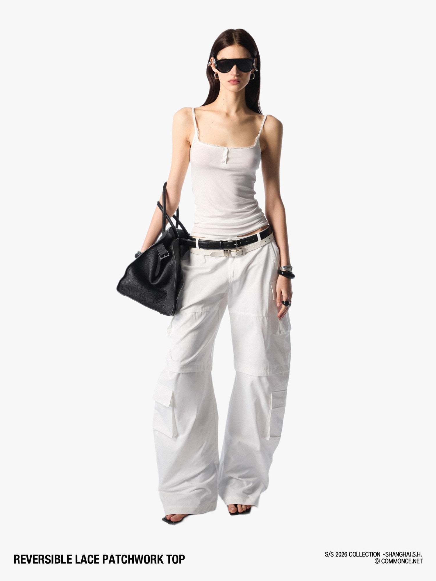 commonce net Reversible Lace Splice Slim Fit Strappy Women&