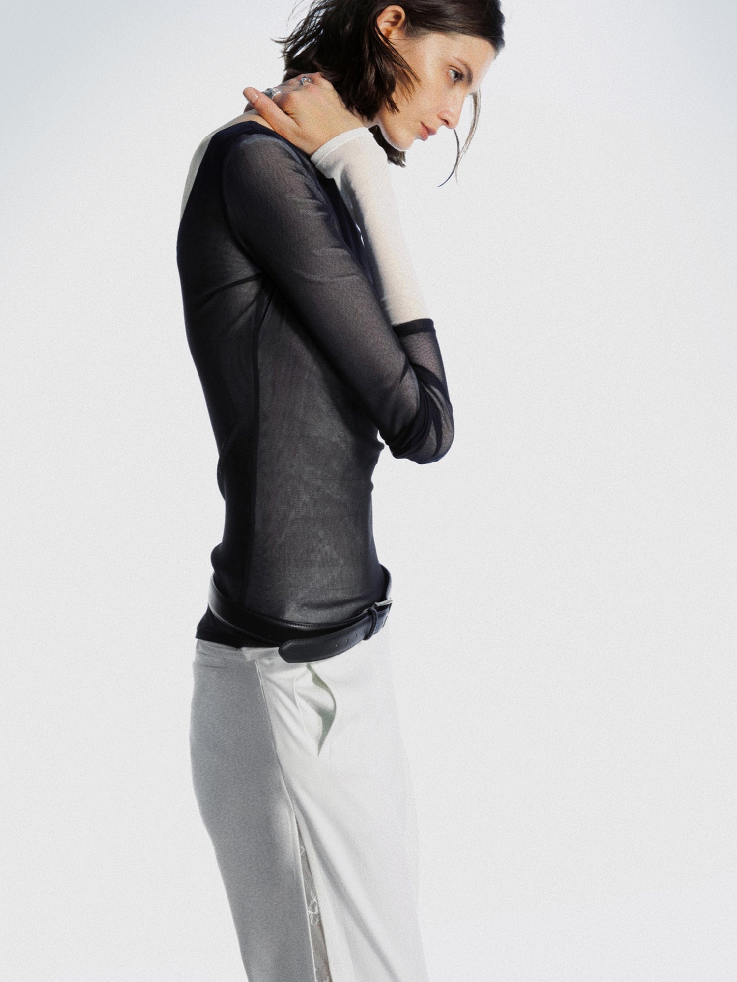 commonce net Reversible Sheer Ribbed Base Layer T-shirt