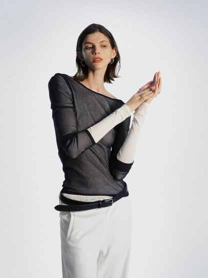Reversible Sheer Ribbed Base Layer T-shirt