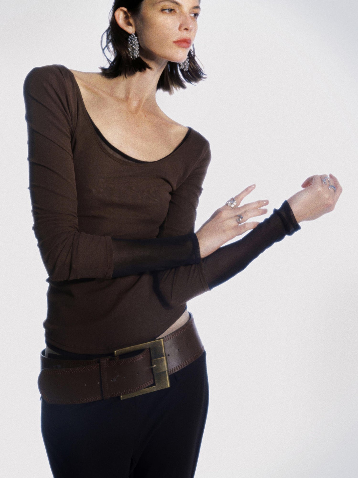 commonce net Reversible Sheer Ribbed Base Layer T-shirt