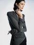 commonce net Ruched V-Neck Long Sleeve Tee