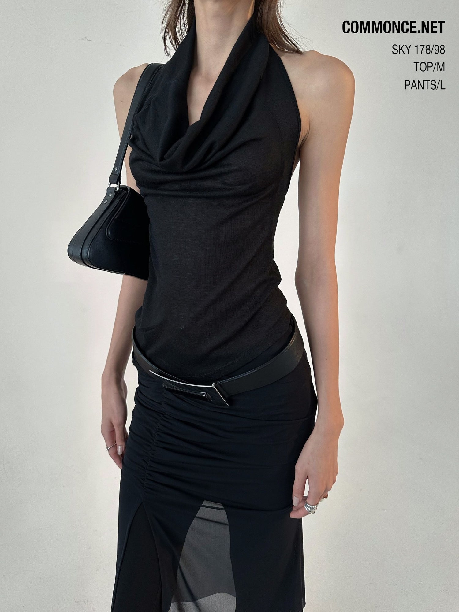 commonce_net_Sheer_Asymmetrical_Hem_Drawstring_Ruched_Draped_Women&