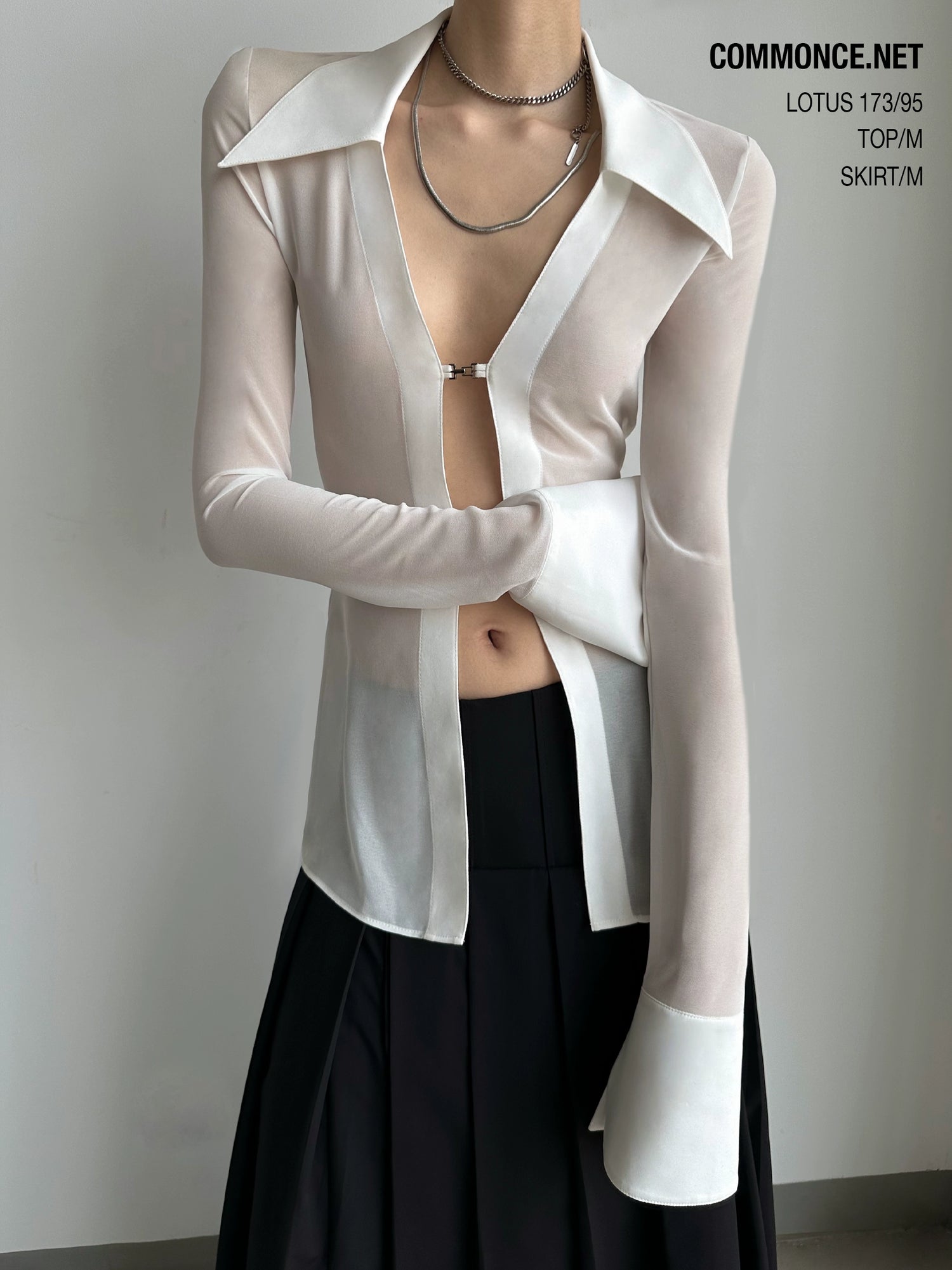 commonce_net_Sheer_Clasp_Waist_Defining_Metal_Button_Shirt_MISSTT