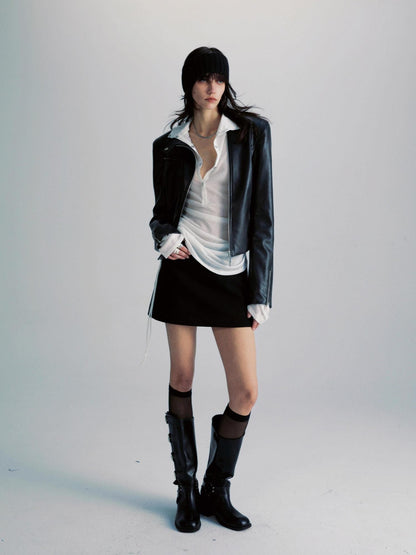 commonce net Sheer Ruched Drawstring Hooded Mockneck Women&