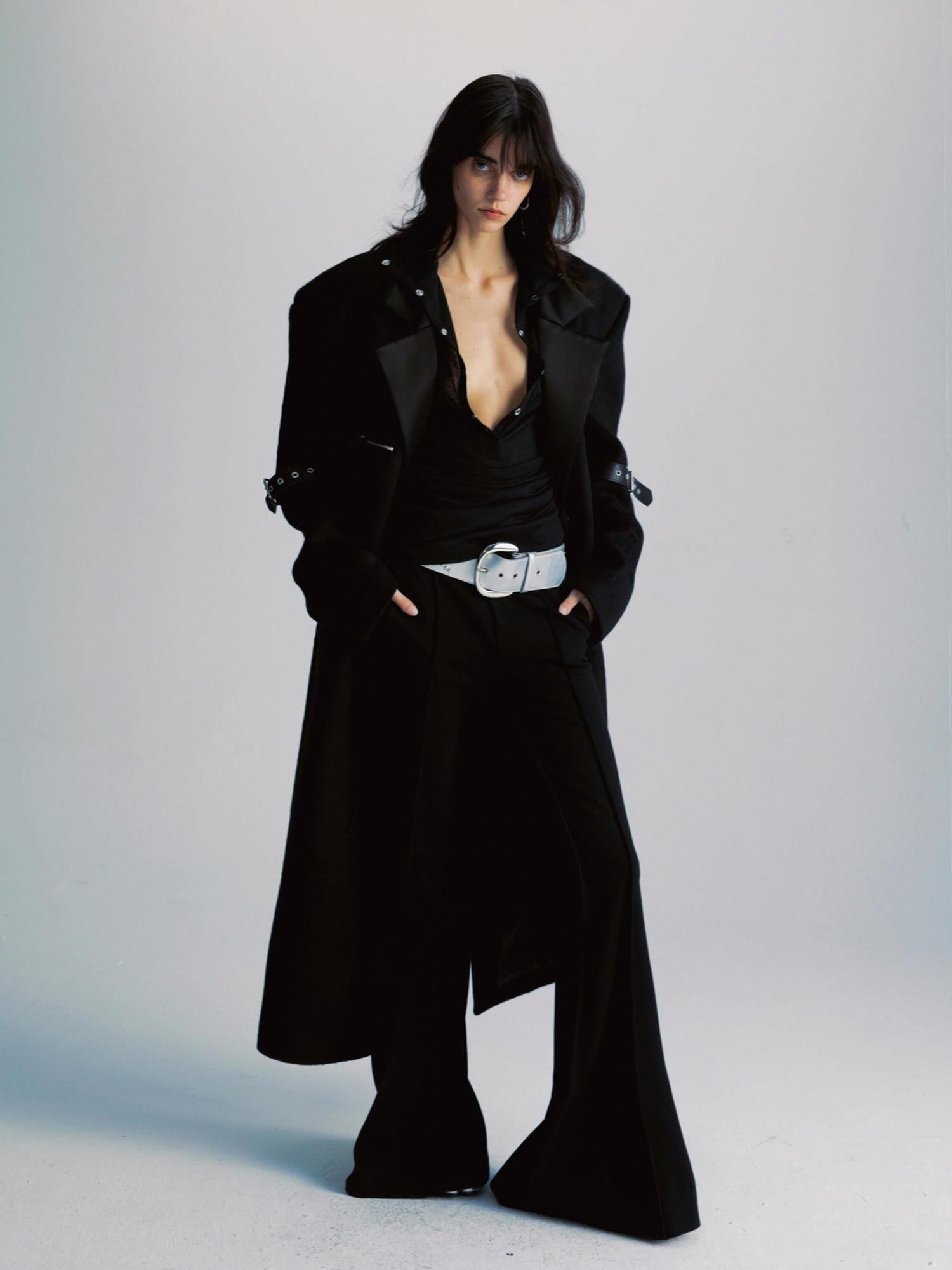 commonce net Sheer Ruched Drawstring Hooded Mockneck Women&