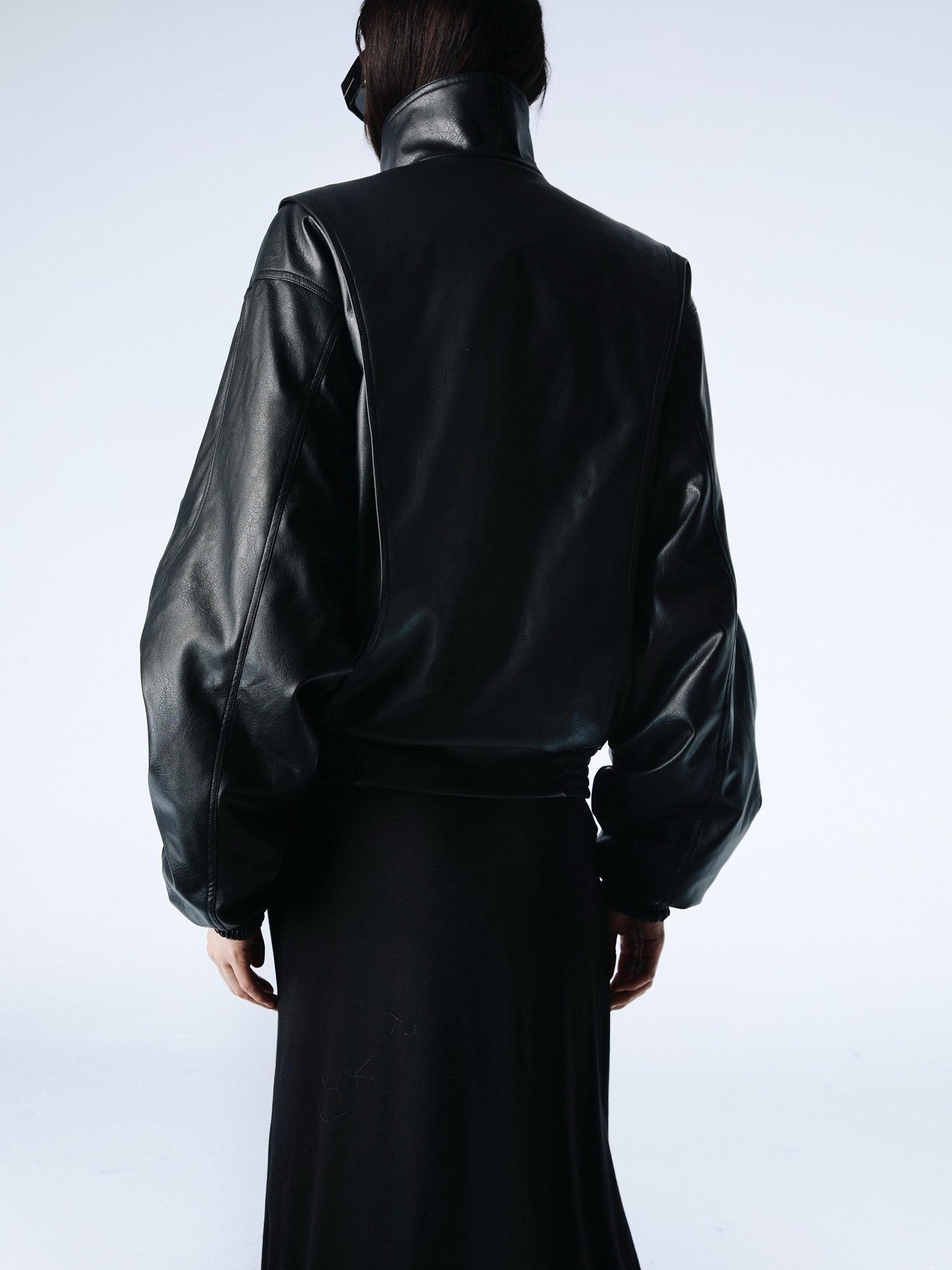 commonce net Solid Detachable Fur Collar Zip Front Women&