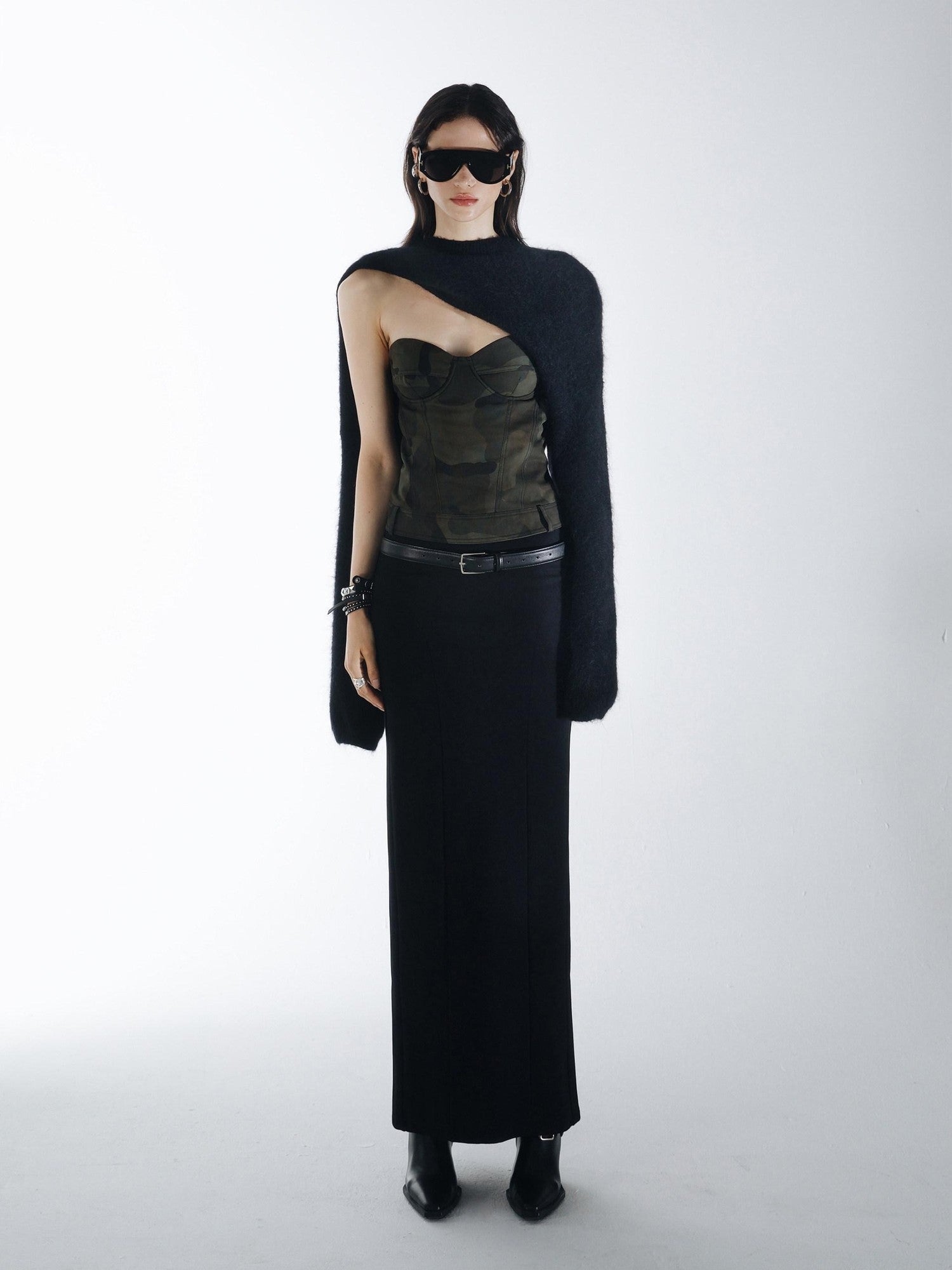 commonce net Topstitched Detachable Straps Zipper Women&