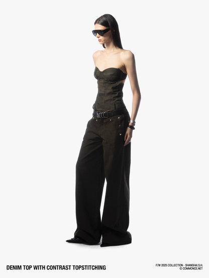 commonce net Topstitched Detachable Straps Zipper Women&