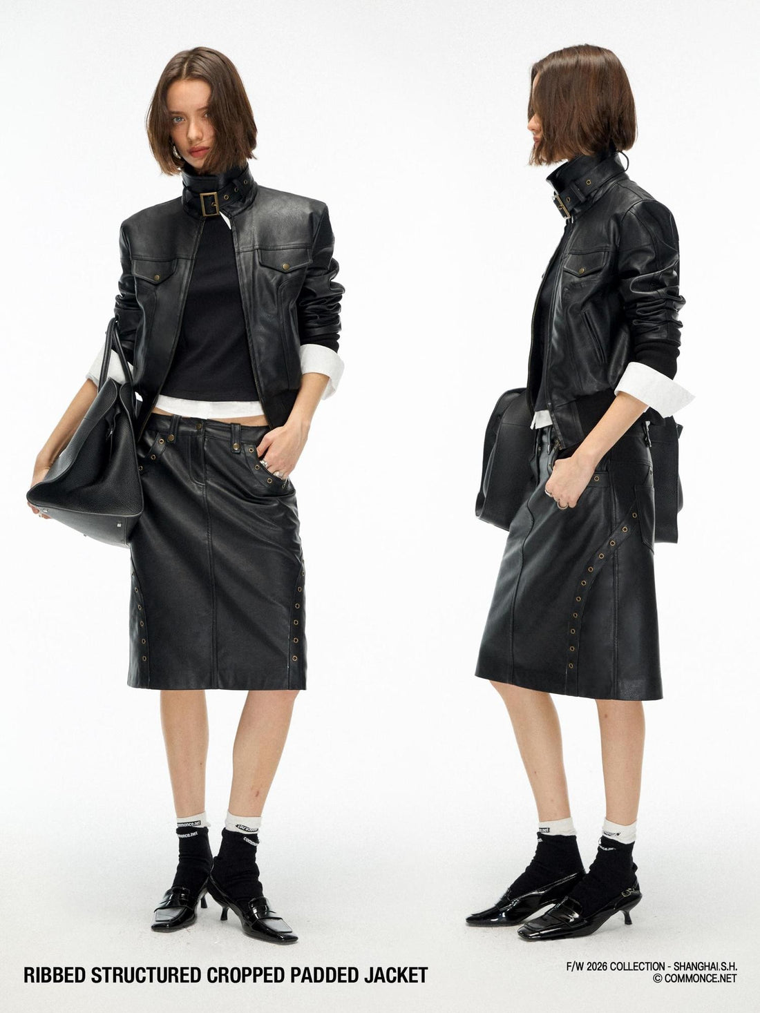 commonce net Vintage Ribbed Panel Distressed Cropped Women&
