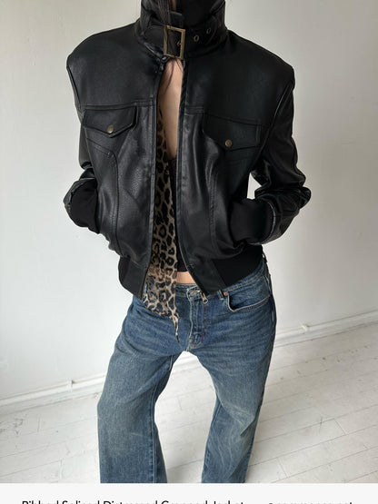 commonce net Vintage Ribbed Panel Distressed Cropped Women&