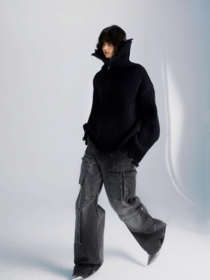 commonce net Washed Dark Gray Distressed Multi Pocket Women&
