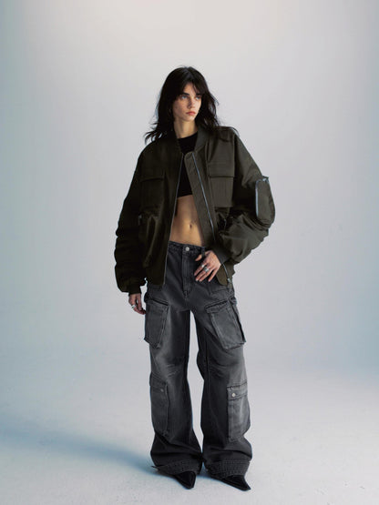 commonce net Washed Dark Gray Distressed Multi Pocket Women&