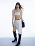 commonce net White Asymmetric High Slit Patchwork Women&