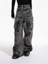 Peoplesense Vintage Utility Cargo Jeans Unisex Wide Leg Trousers