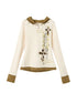 Vintage Punk Street Print Hooded Slim Knit Top
