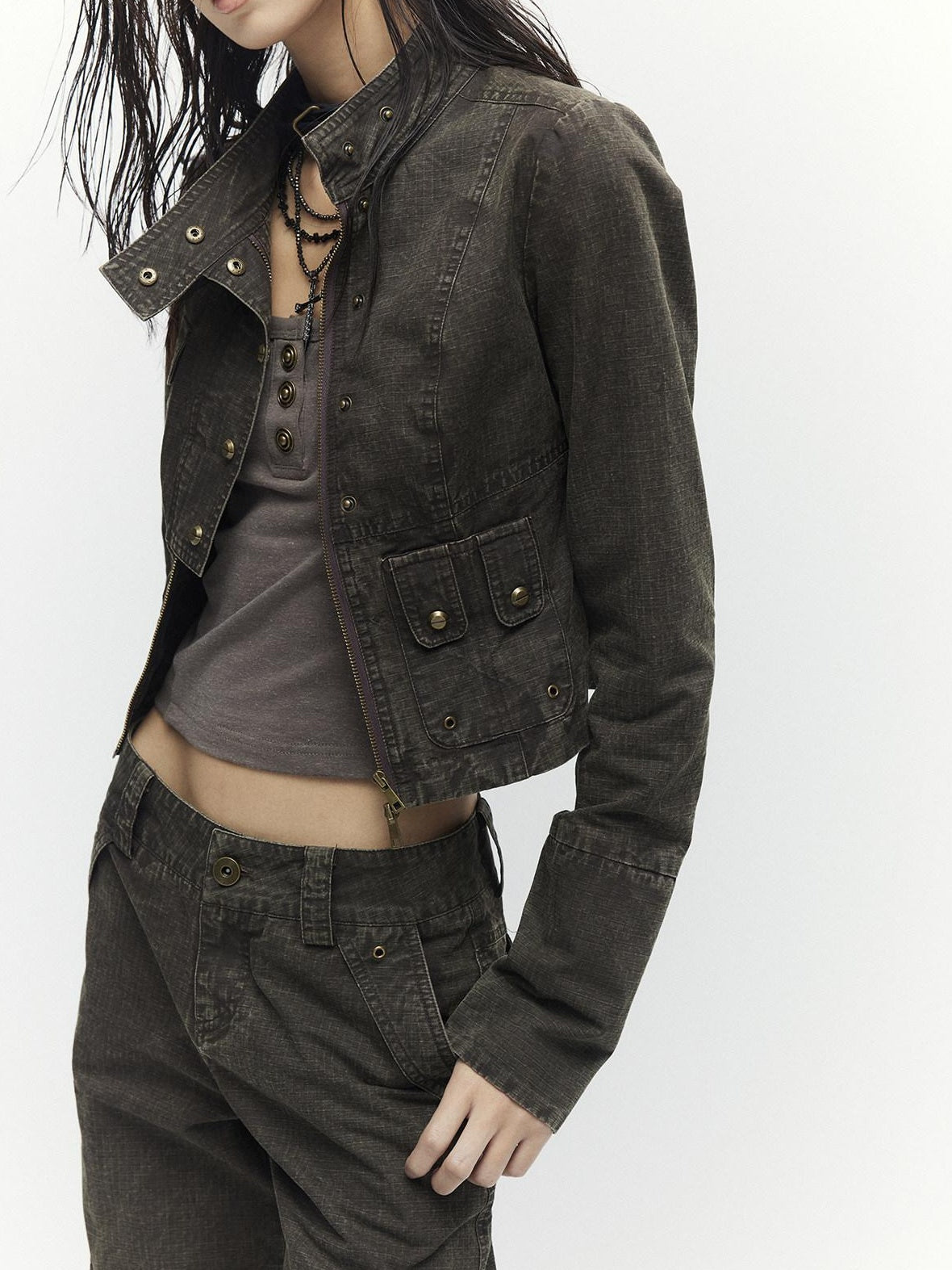 Low pixel High Waist 100 Percent Cotton Vintage Slim Fit Women Coffee Brown Straight Pants