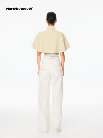 Northbutsouth Mini Cape Double Breasted Small Stand Collar Women&
