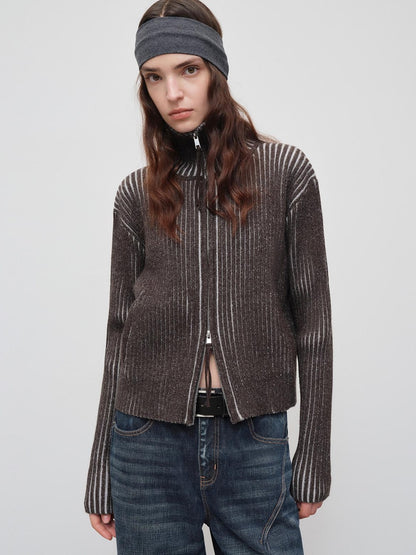 RUN TO THE FUTURE Soft Knit Zip Front Loose Fit Long Sleeve Everyday Black Cardigans