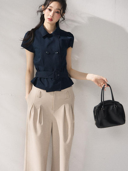 7Shiftin Breathable Cotton Nylon Casual Polo Regular Fit Women Navy Short Sleeve T-Shirts