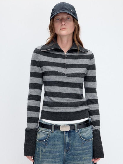 RUN TO THE FUTURE Vintage Slim Fit Wool Striped Pullover Office Commuter Women Sweaters